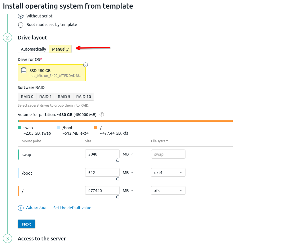 Reinstall Dedicated server with custom partition